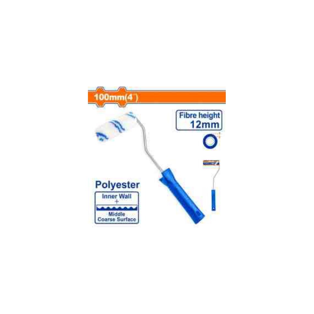 WADFOW Mini Cylinder Paint Roller Brush 100mm (4") Polyester, 12mm Fibre