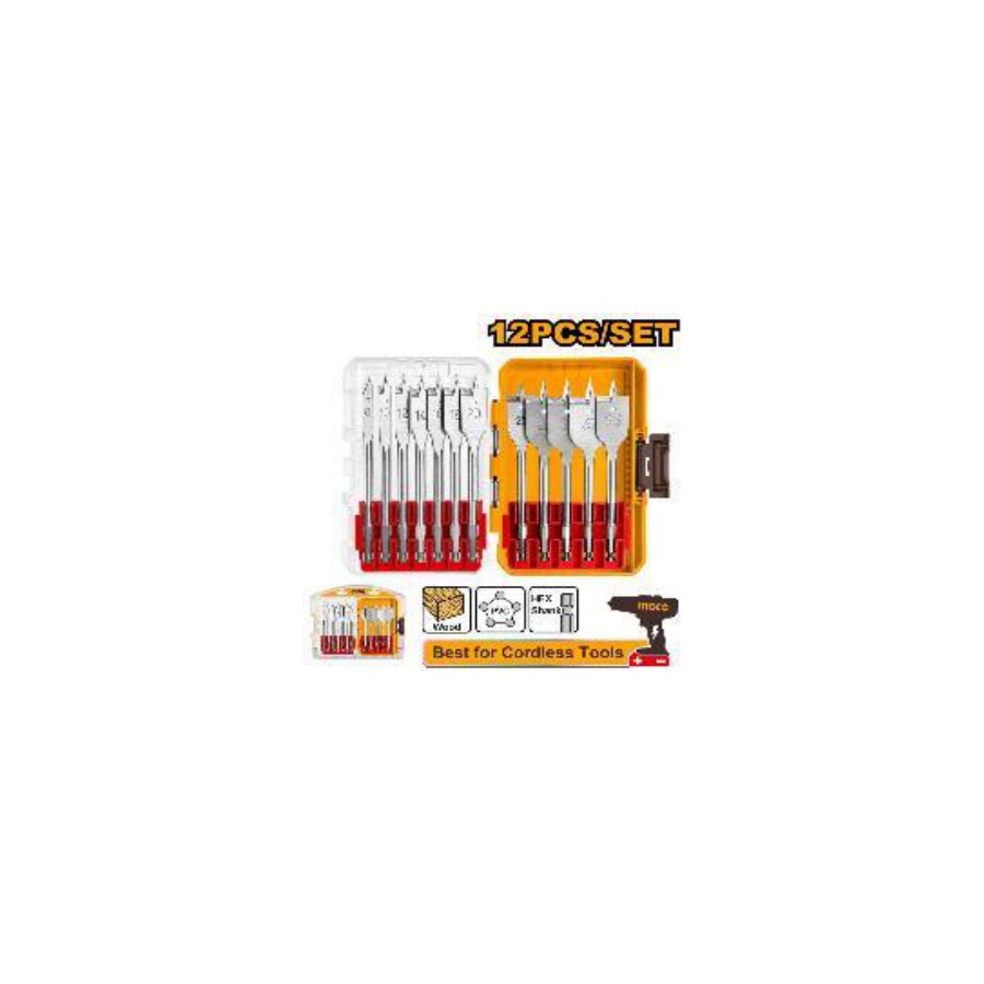INGCO 12 Pcs flat wood drill bits set