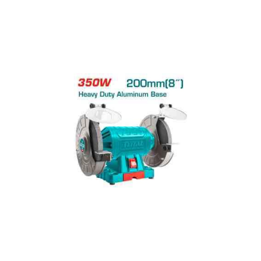 TOTAL Bench Grinder 350W 200mm (8") Heavy Duty Aluminum Base