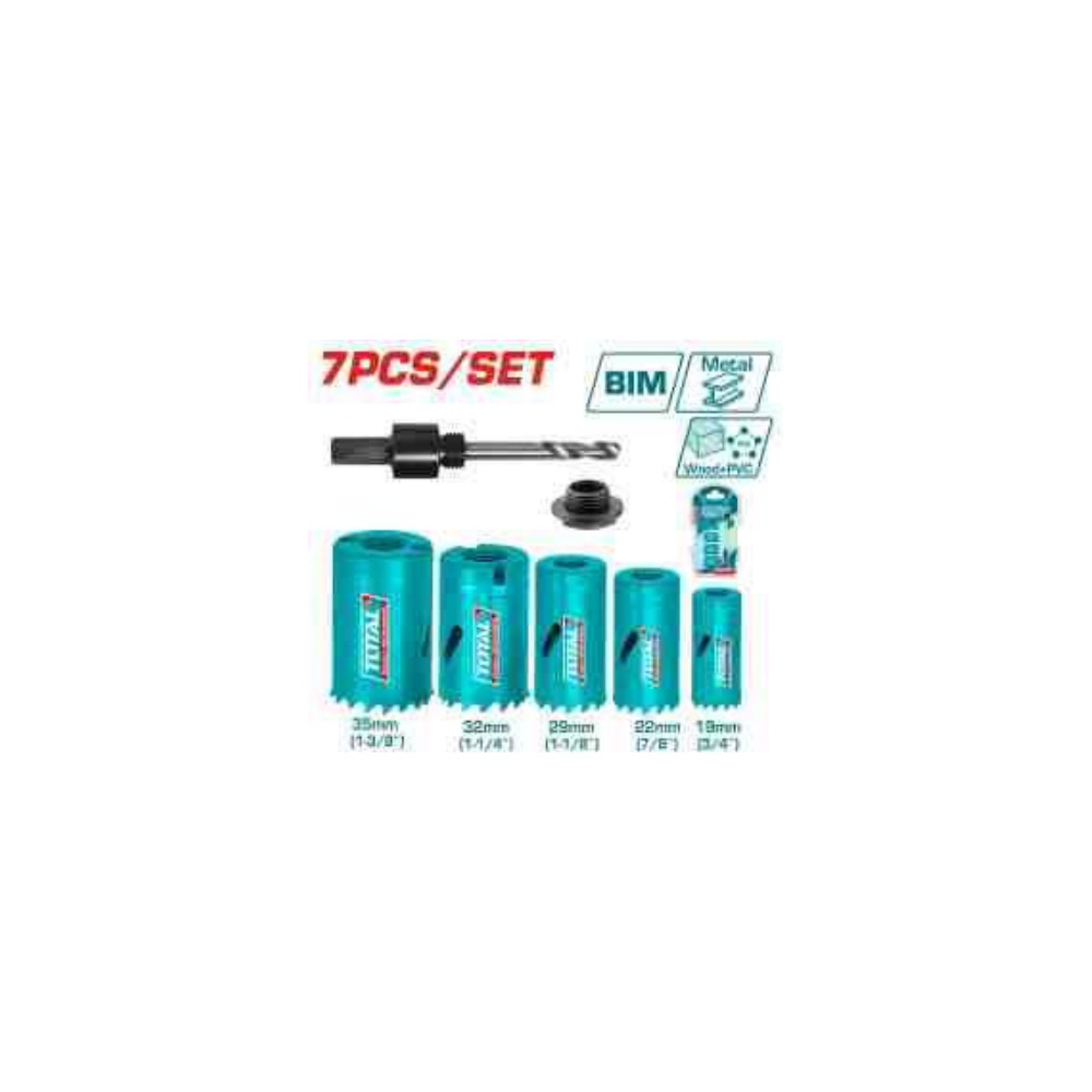TOTAL Bi-Metal Hole Saw Set 7PCS/SET 19mm - 35mm