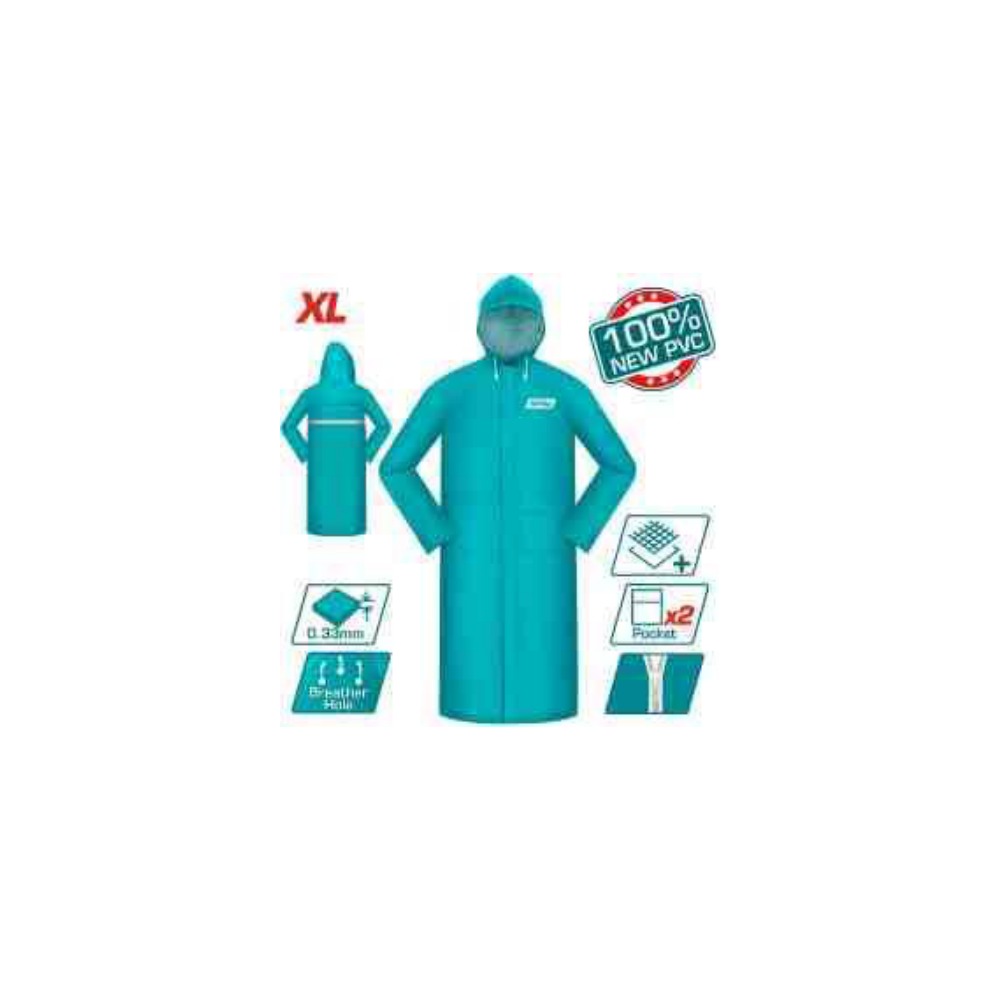 TOTAL Rain Coat 0.33mm PVC Hooded - Size XL