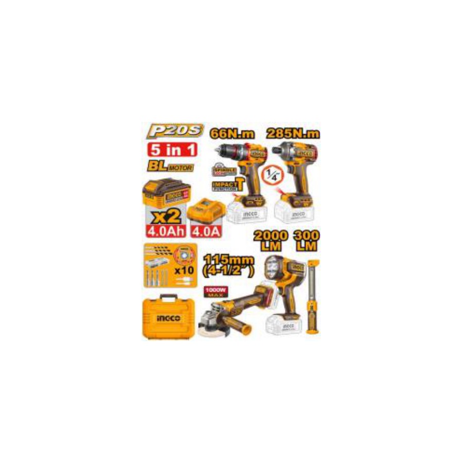 INGCO 4 Pcs Cordless combo kit