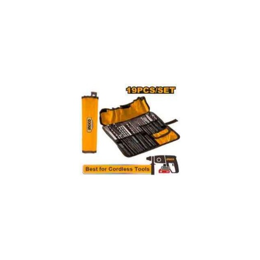 [AKD91901] INGCO 19 Pcs hammer drill bits and chisels set