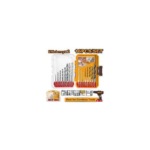 [AKDL11608] INGCO 16 Pcs Metal masonry and wood drill bits set