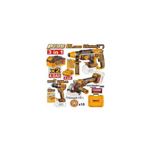 [CKLI202598] INGCO 3 Pcs Cordless combo kit