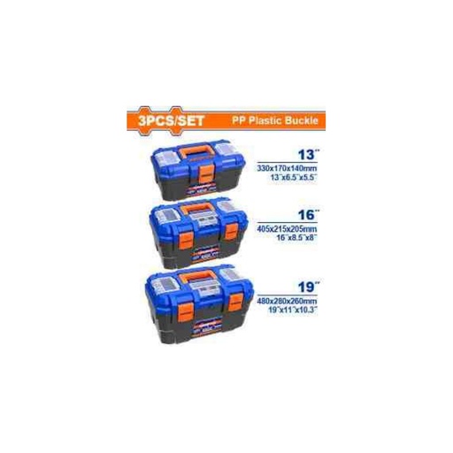 [WTB2103] WADFOW 3 Pcs Plastic Tool Box Set 13", 16" & 19"