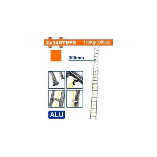 WADFOW Aluminium Extension Ladder 2x14 Steps 150Kg