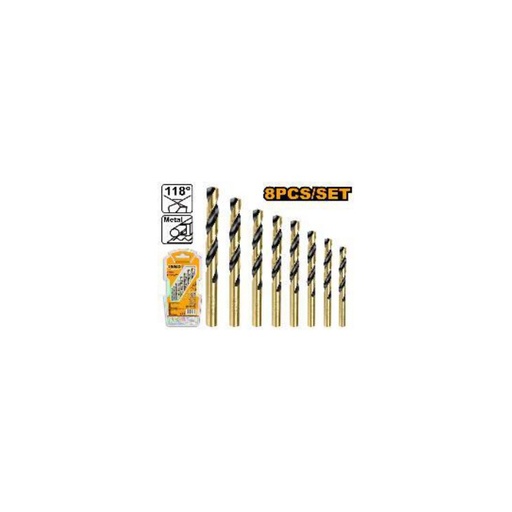 [AKDB0801] INGCO 8 Pcs HSS twist drill bits set