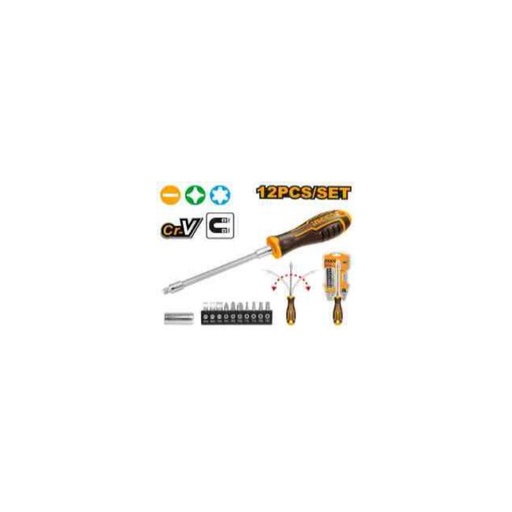[AKSDFL1208] INGCO 12 Pcs flexible shaft screwdriver set