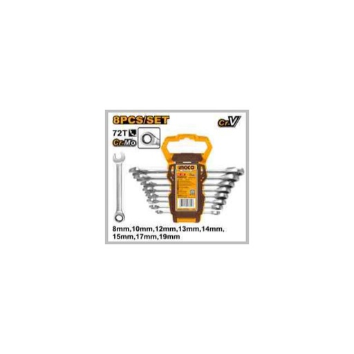 [HKSPAR1082] INGCO 8 Pcs ratchet spanner set
